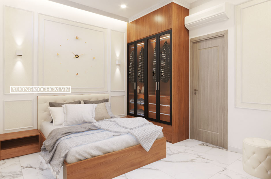 Mẫu giường ngủ gỗ sồi đẹp 2022 phong cách hiện đại