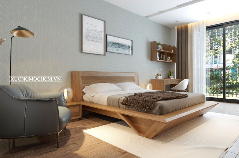 Mẫu giường ngủ gỗ sồi đẹp 2022 HOT nhất