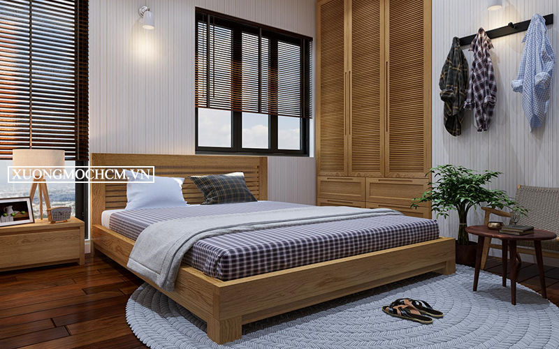 Mẫu giường ngủ gỗ sồi đẹp đang được ưa chuộng