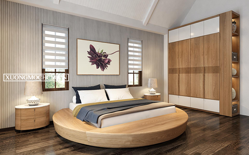 Giường ngủ gỗ sồi hình tròn